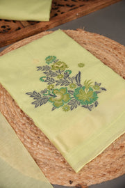 Cotton Bloom Mint Green Muga Cotton Unstitched Suit Set